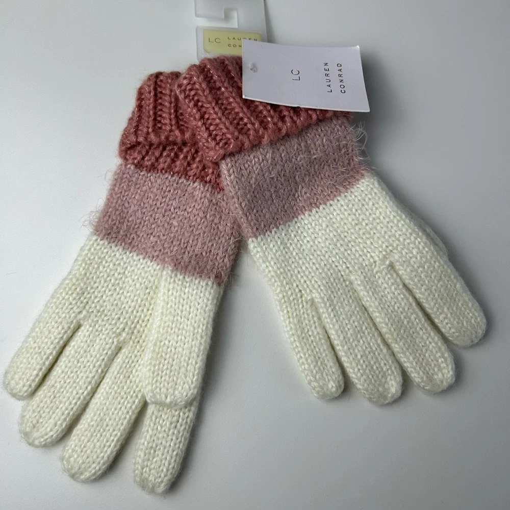 Women's LC Lauren Conrad mixed yarn striped‎ gloves